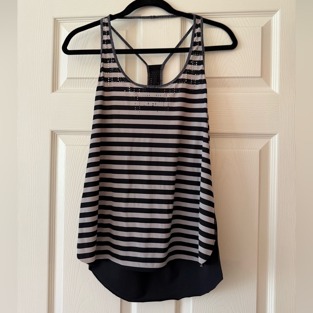 Lululemon Athletica Black and Gray Striped Tank Top